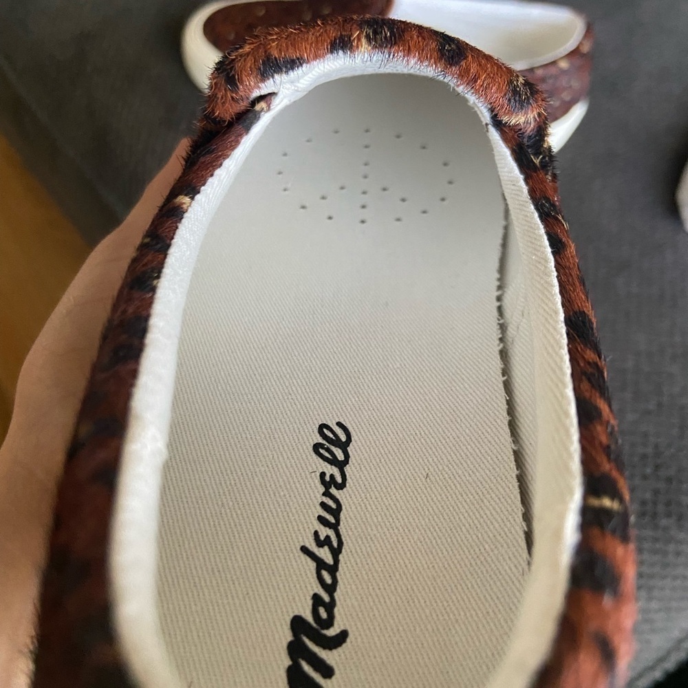 Madewell Slip-on Sneaker in Rich Brown Leopard Print Calf Hair size 6 - Picture 8 of 10